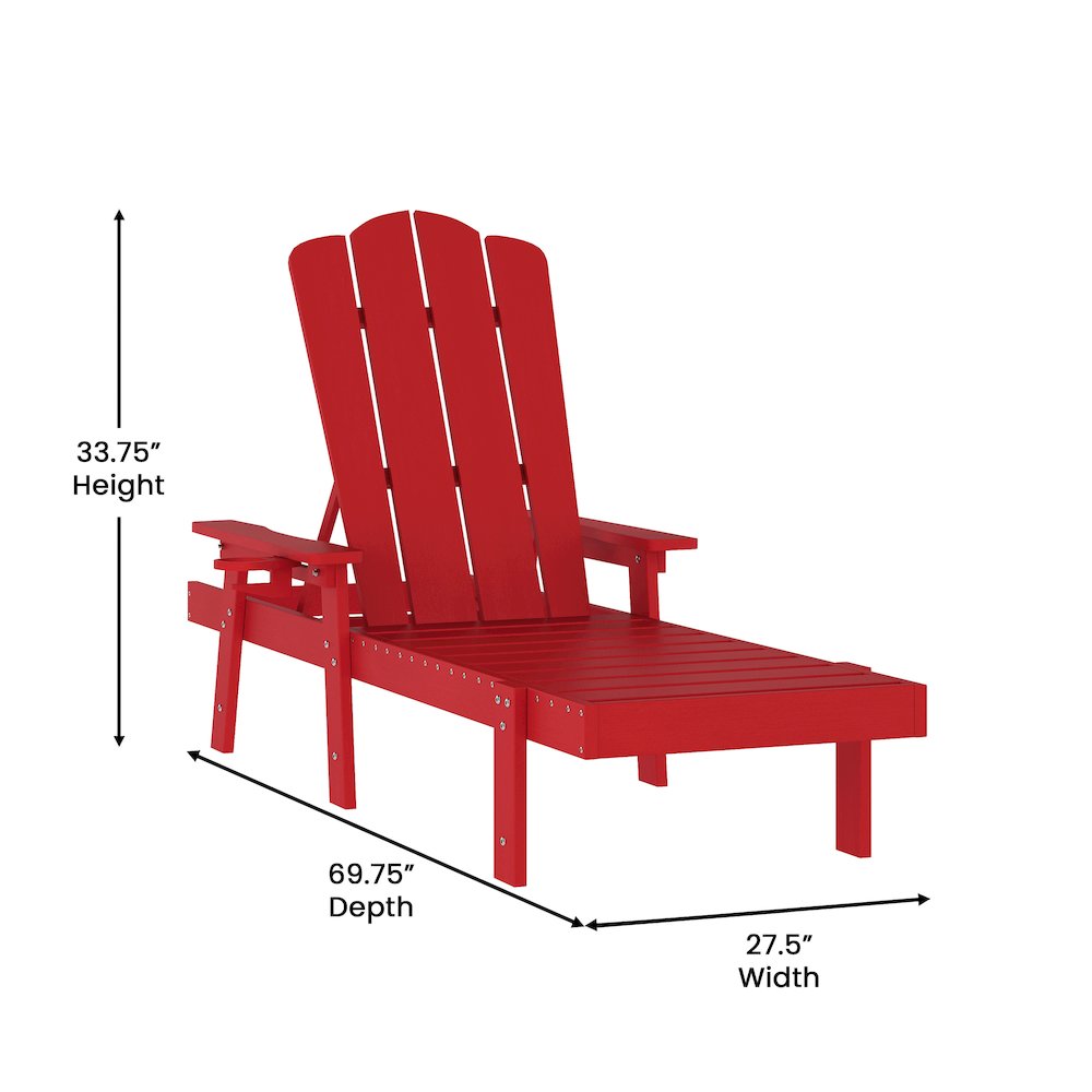Adjustable Adirondack Lounger with Cup Holder, Red. Picture 5