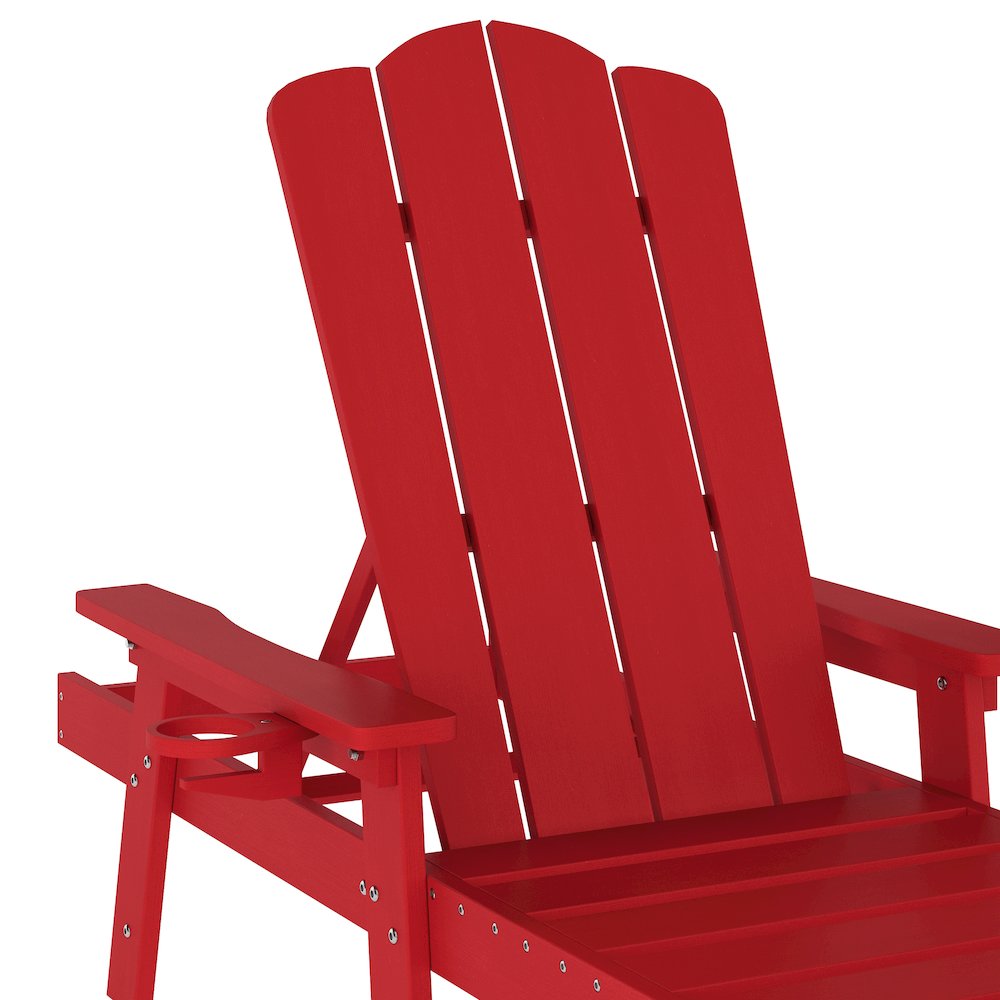 Adjustable Adirondack Lounger with Cup Holder, Red. Picture 7