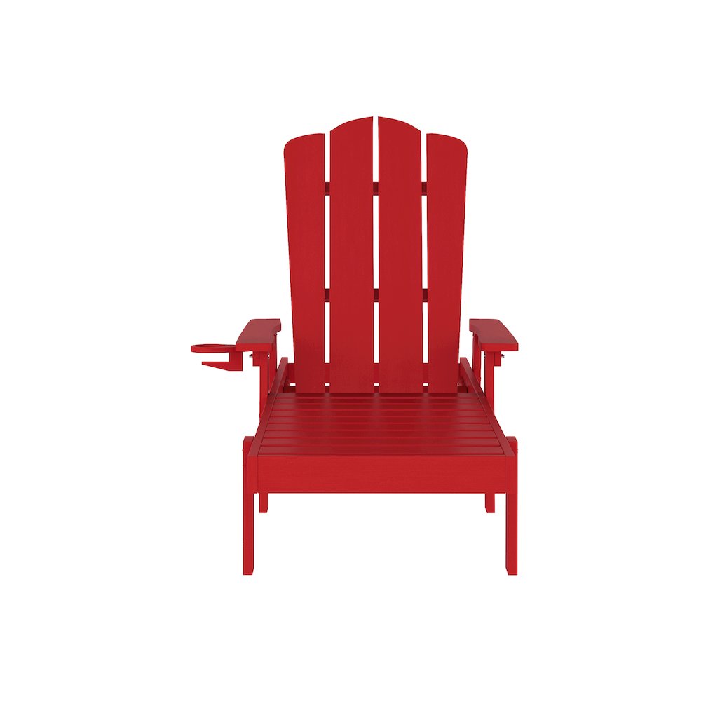 Adjustable Adirondack Lounger with Cup Holder, Red. Picture 9