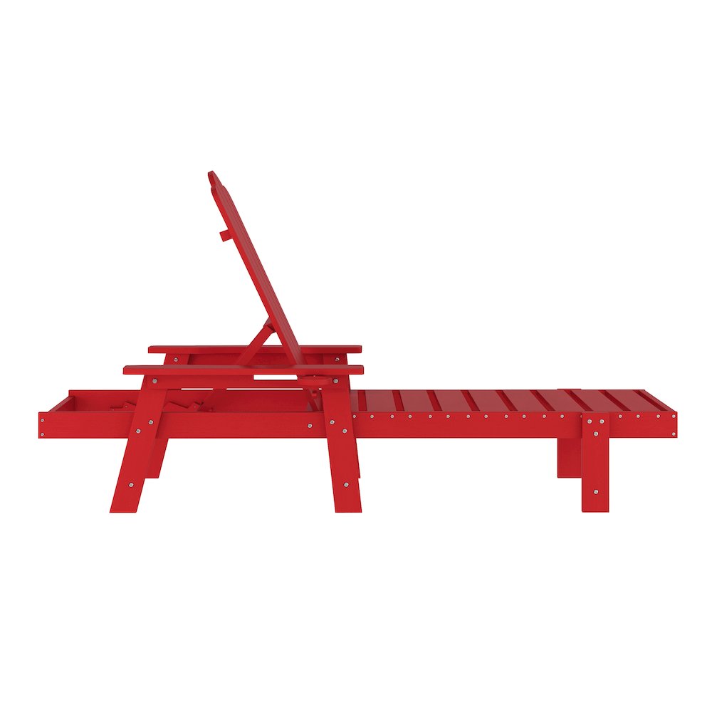 Adjustable Adirondack Lounger with Cup Holder, Red. Picture 8