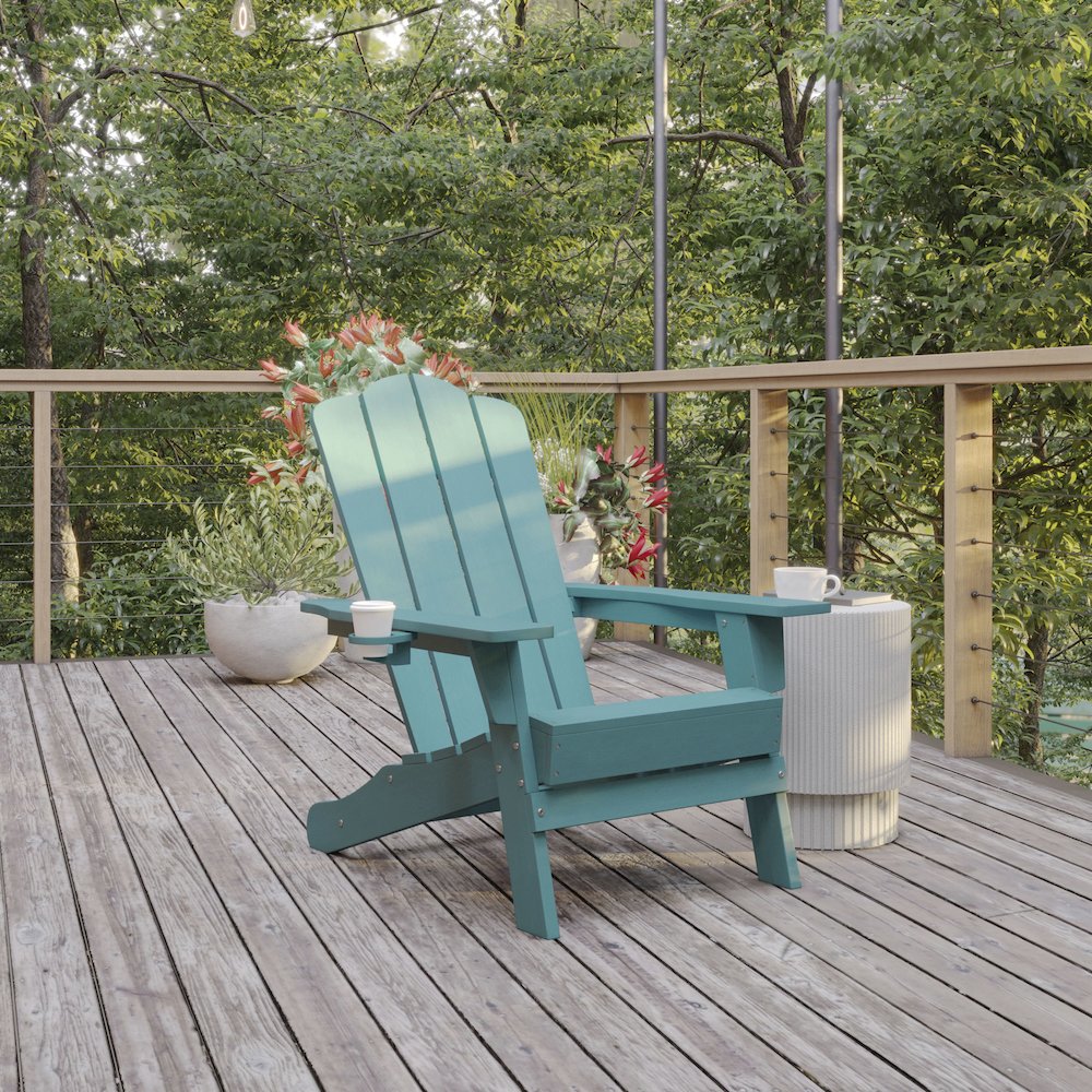 Contemporary Commercial Grade Adirondack Patio Chair with Cupholder. Picture 2