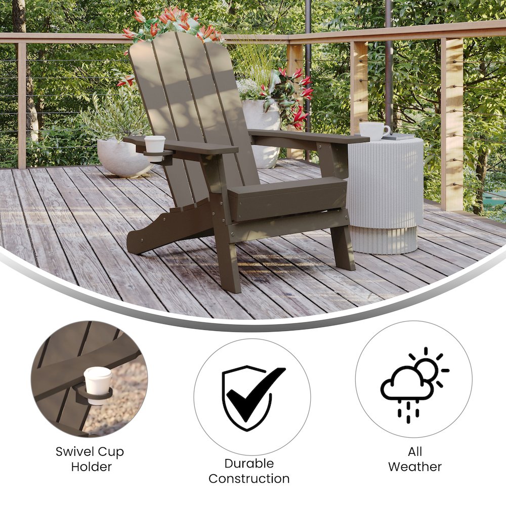 Contemporary Commercial Grade Adirondack Patio Chair with Cupholder. Picture 4