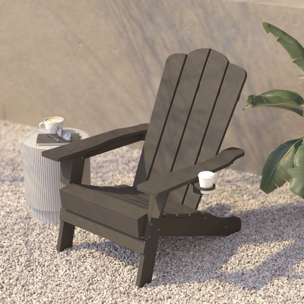 Contemporary Commercial Grade Adirondack Patio Chair with Cupholder. Picture 6