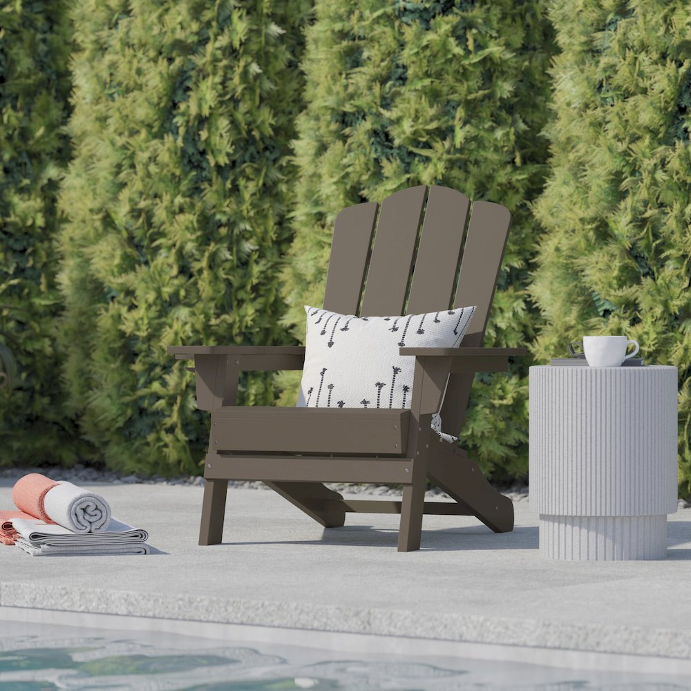 Contemporary Commercial Grade Adirondack Patio Chair with Cupholder. Picture 7