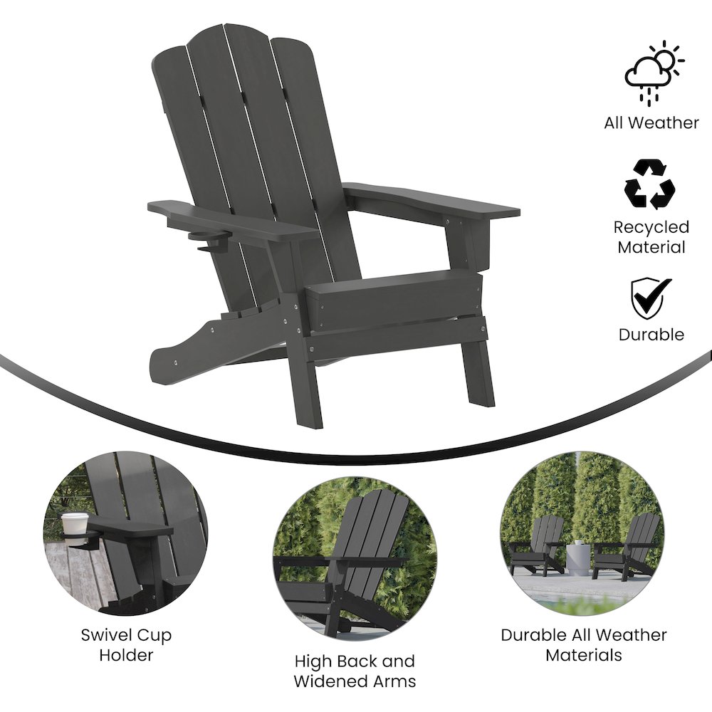 Contemporary Commercial Grade Adirondack Patio Chair with Cupholder. Picture 4