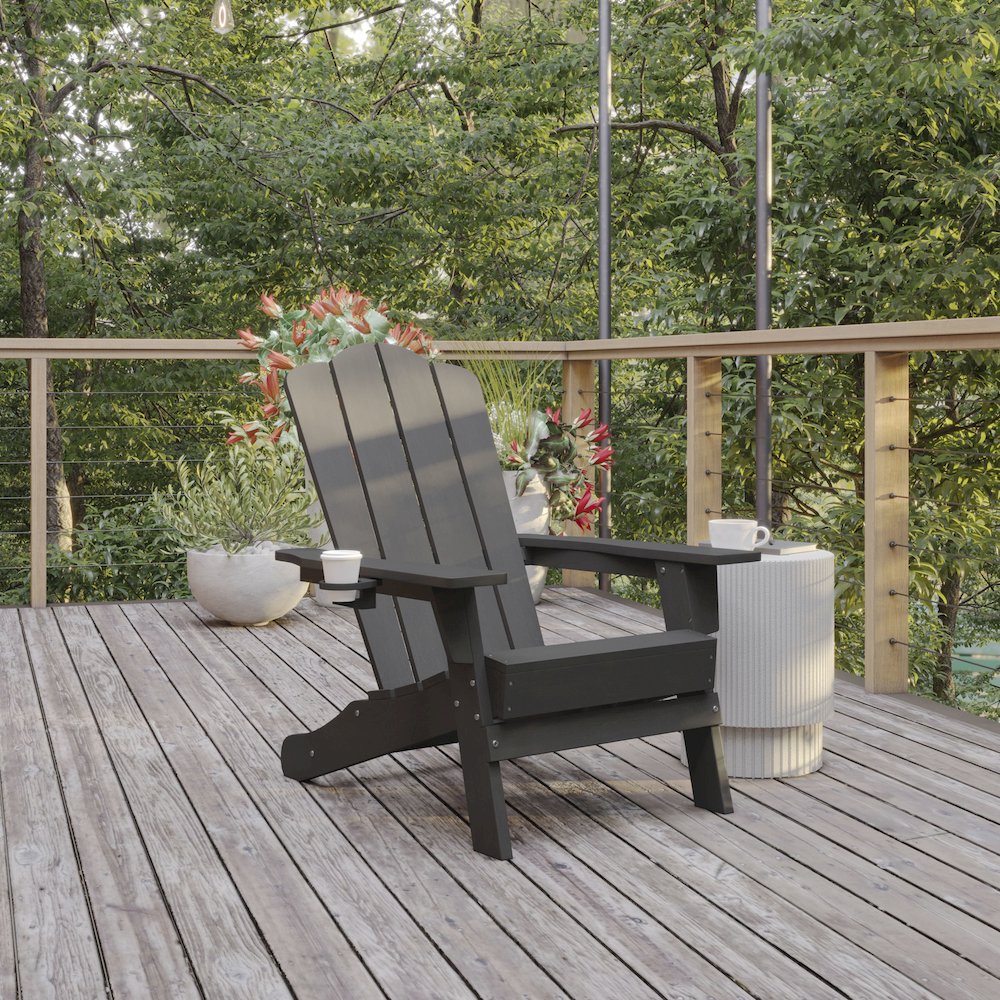 Contemporary Commercial Grade Adirondack Patio Chair with Cupholder. Picture 2