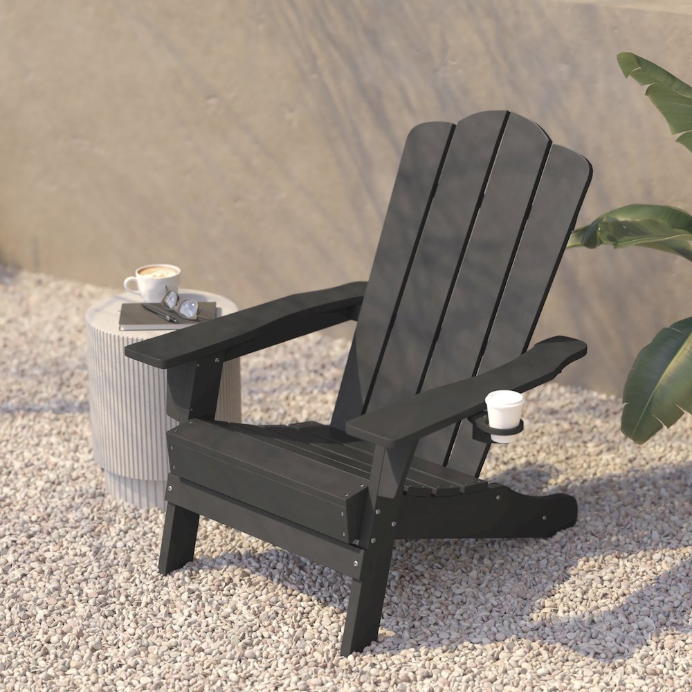 Contemporary Commercial Grade Adirondack Patio Chair with Cupholder. Picture 7