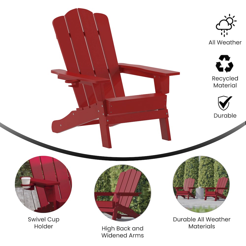 Contemporary Commercial Grade Adirondack Patio Chair with Cupholder. Picture 4