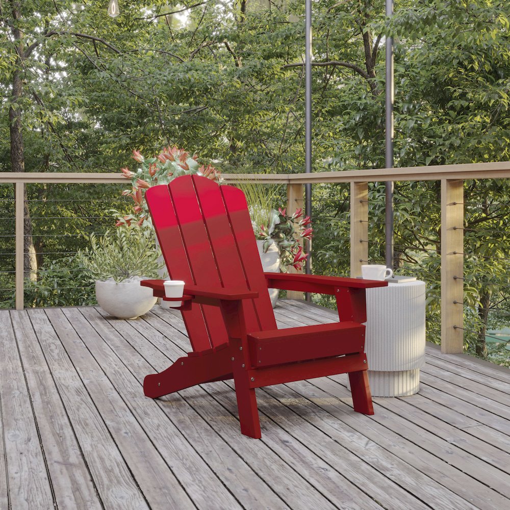 Contemporary Commercial Grade Adirondack Patio Chair with Cupholder. Picture 2