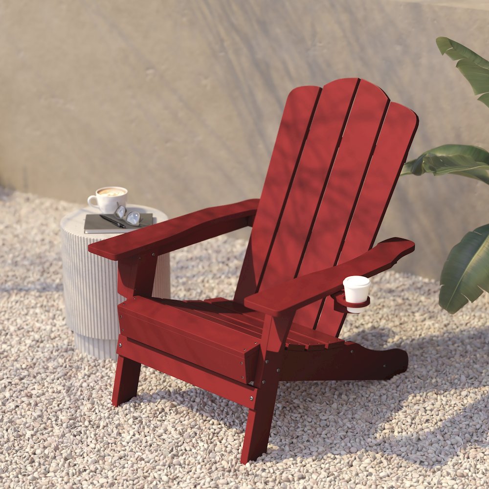 Contemporary Commercial Grade Adirondack Patio Chair with Cupholder. Picture 7