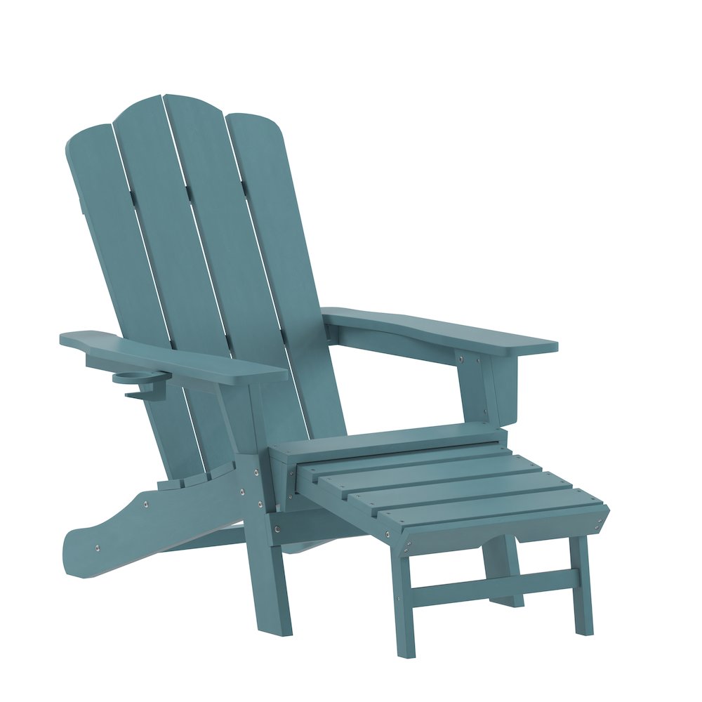 Commercial Adirondack Chair with Pull-Out Ottoman and Cupholder. Picture 1