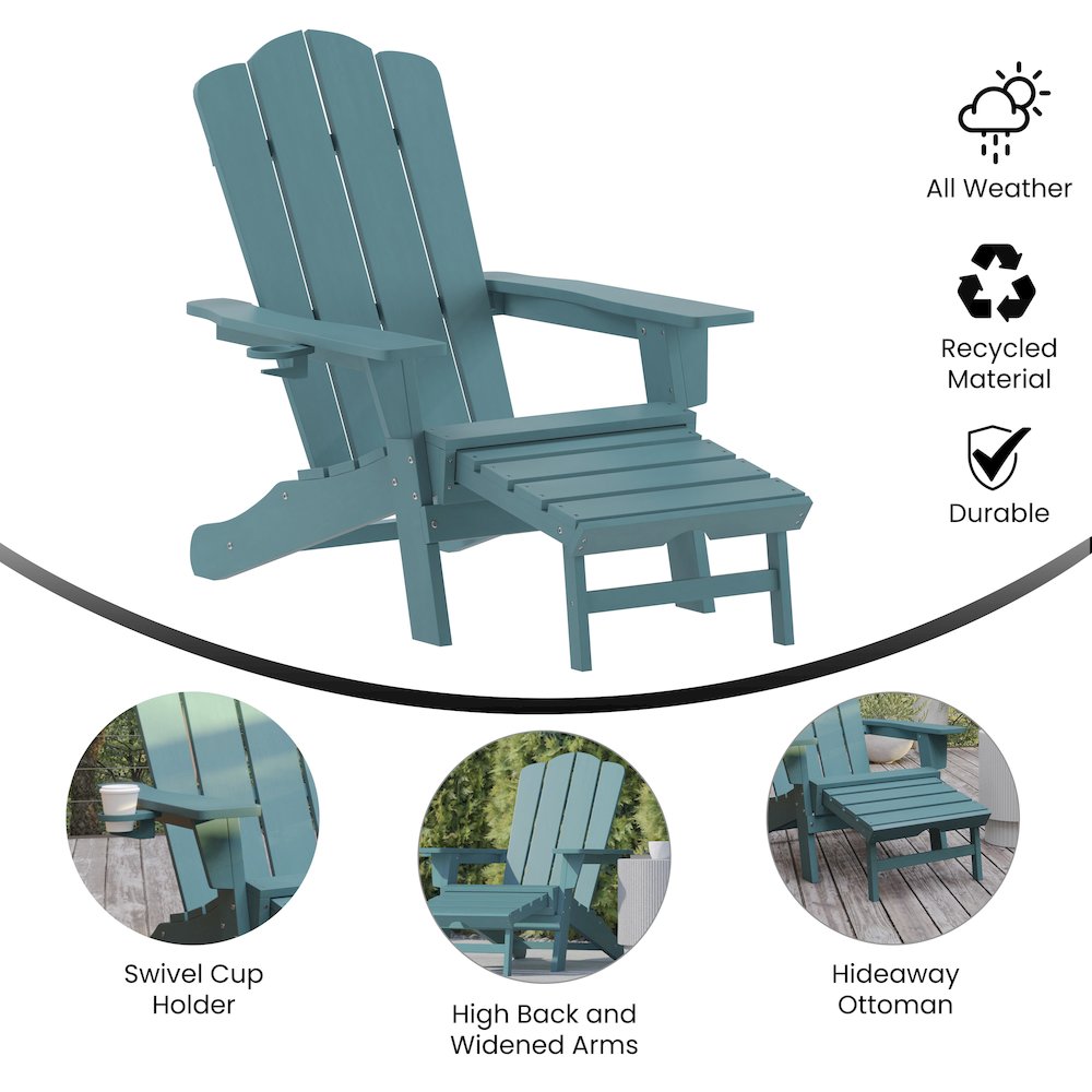 Commercial Adirondack Chair with Pull-Out Ottoman and Cupholder. Picture 4