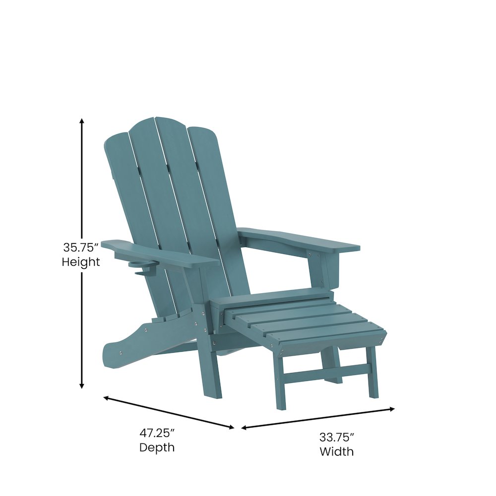 Commercial Adirondack Chair with Pull-Out Ottoman and Cupholder. Picture 5