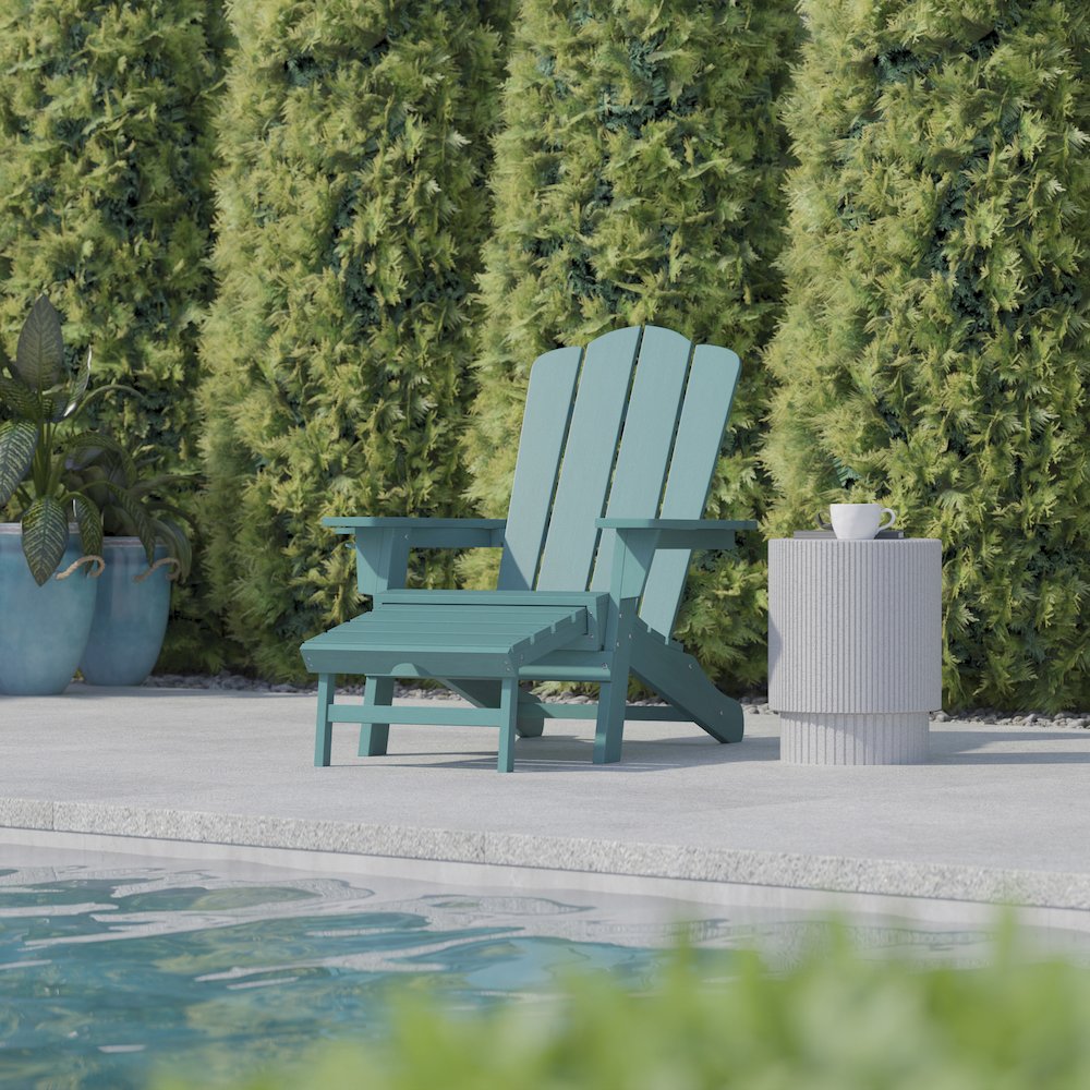 Commercial Adirondack Chair with Pull-Out Ottoman and Cupholder. Picture 6