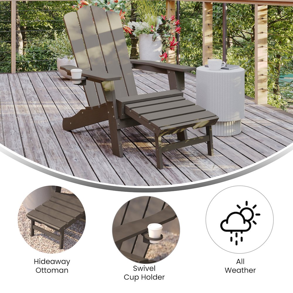 Commercial Adirondack Chair with Pull-Out Ottoman and Cupholder. Picture 4