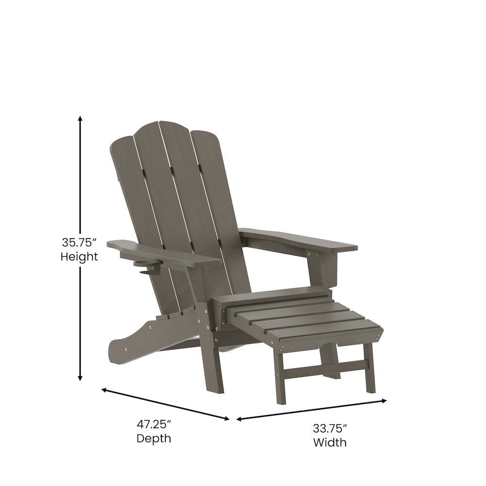 Commercial Adirondack Chair with Pull-Out Ottoman and Cupholder. Picture 5
