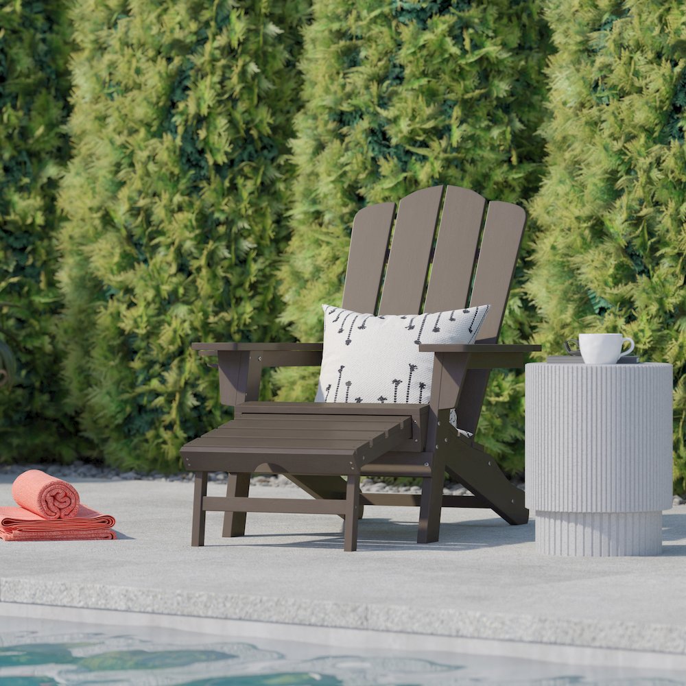 Commercial Adirondack Chair with Pull-Out Ottoman and Cupholder. Picture 7