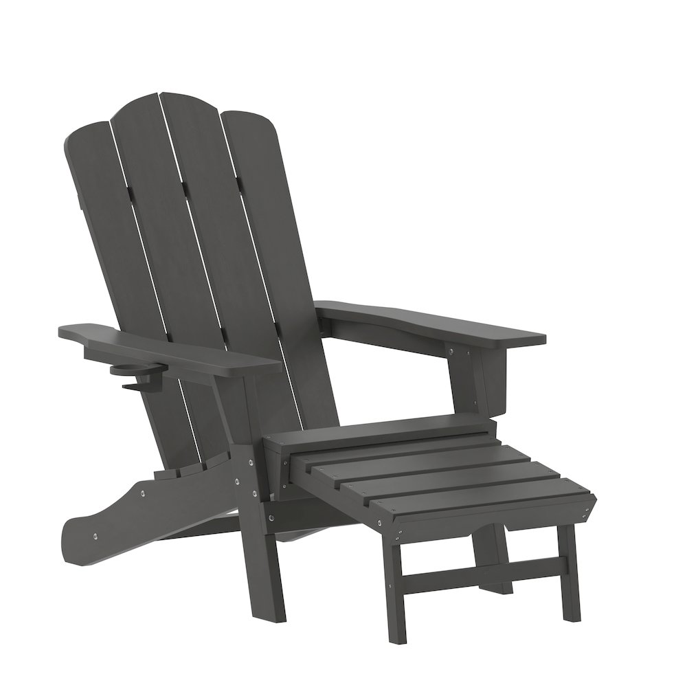 Commercial Adirondack Chair with Pull-Out Ottoman and Cupholder. Picture 1