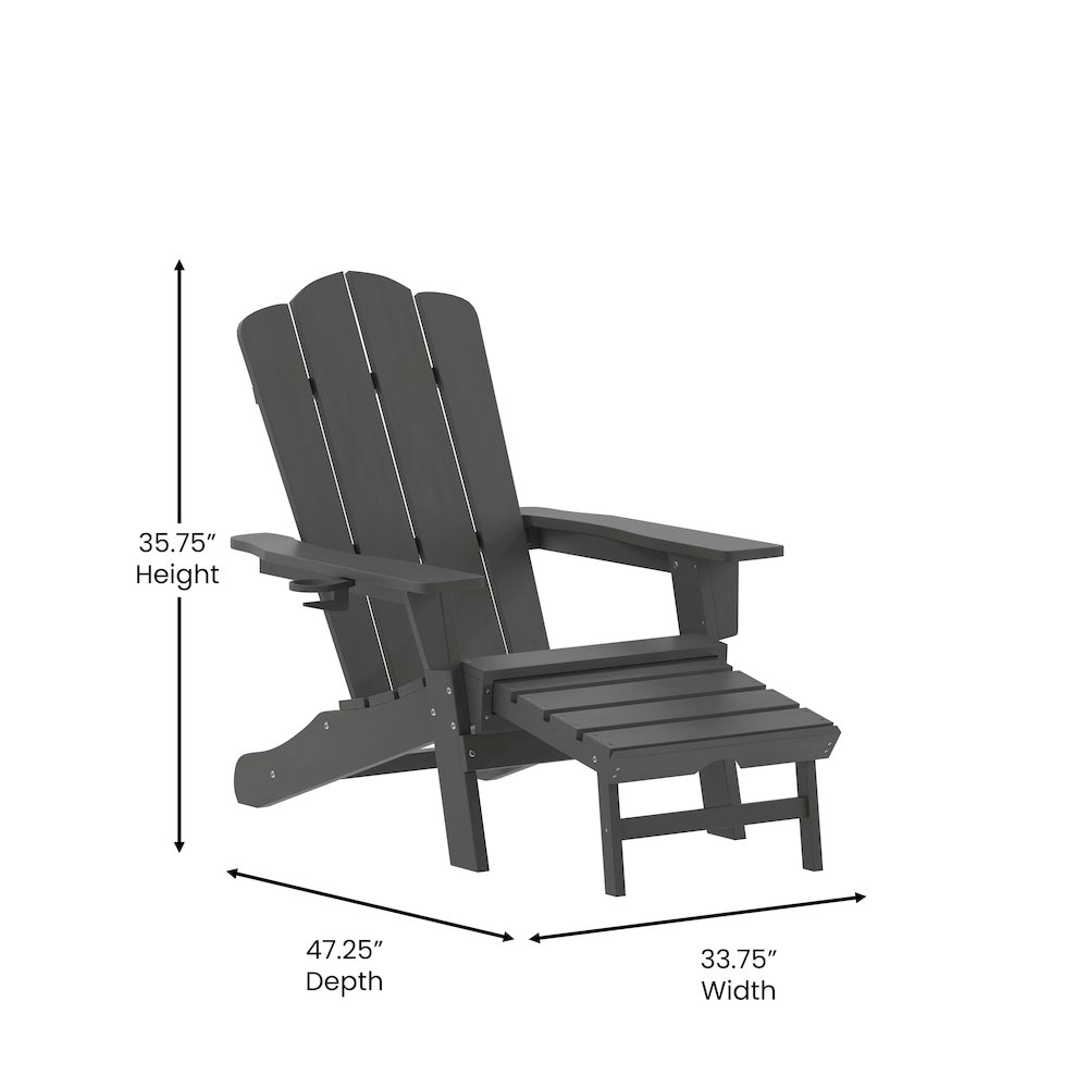 Commercial Adirondack Chair with Pull-Out Ottoman and Cupholder. Picture 5