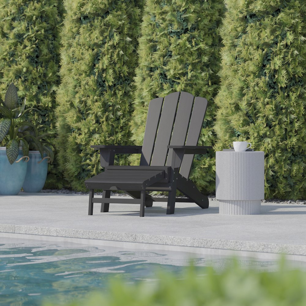 Commercial Adirondack Chair with Pull-Out Ottoman and Cupholder. Picture 6