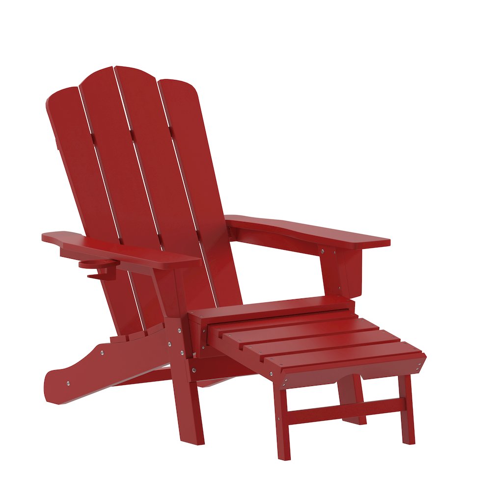 Commercial Adirondack Chair with Pull-Out Ottoman and Cupholder. Picture 1
