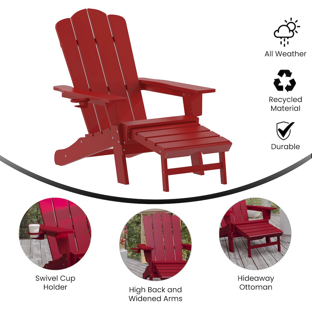 Commercial Adirondack Chair with Pull-Out Ottoman and Cupholder. Picture 4