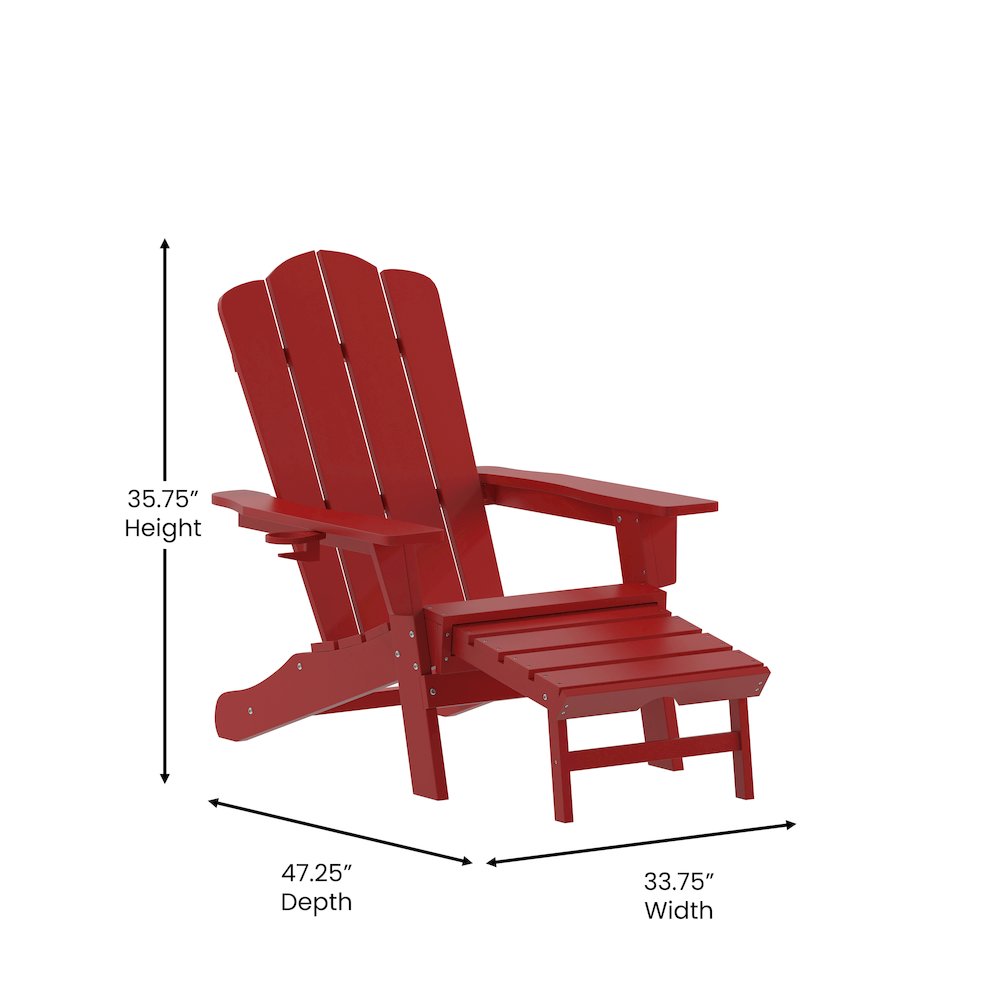 Commercial Adirondack Chair with Pull-Out Ottoman and Cupholder. Picture 5