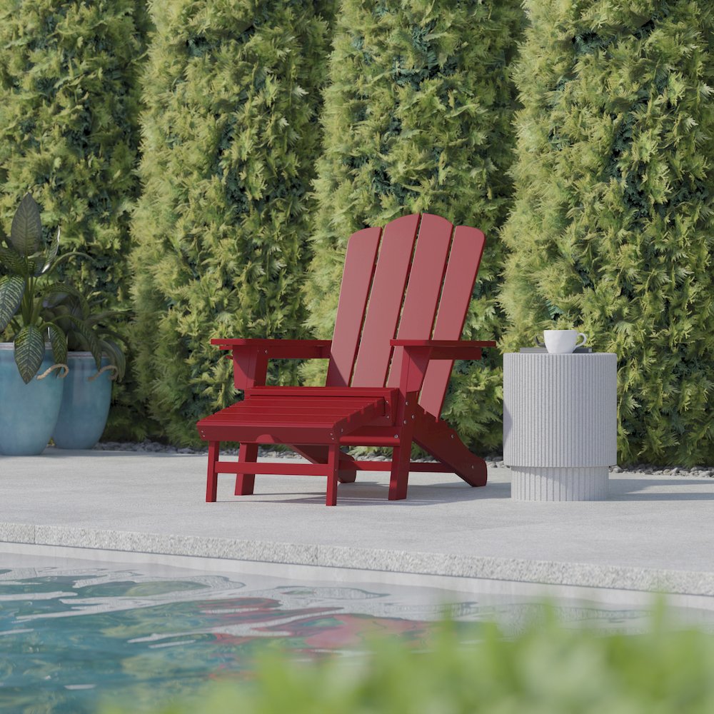 Commercial Adirondack Chair with Pull-Out Ottoman and Cupholder. Picture 6
