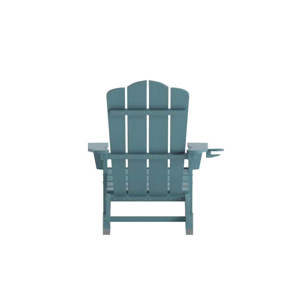 Contemporary Commercial Grade Adirondack Rocking Chair with Cupholder. Picture 8