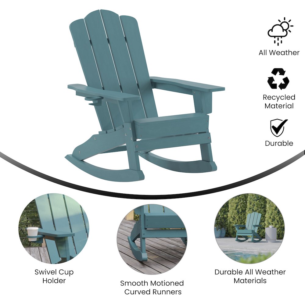 Contemporary Commercial Grade Adirondack Rocking Chair with Cupholder. Picture 4
