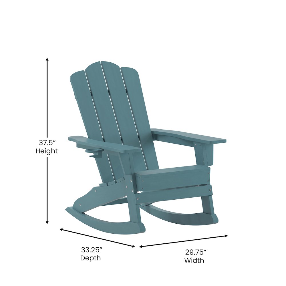 Contemporary Commercial Grade Adirondack Rocking Chair with Cupholder. Picture 5
