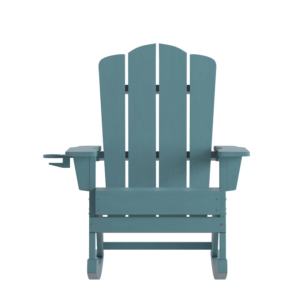Contemporary Commercial Grade Adirondack Rocking Chair with Cupholder. Picture 11