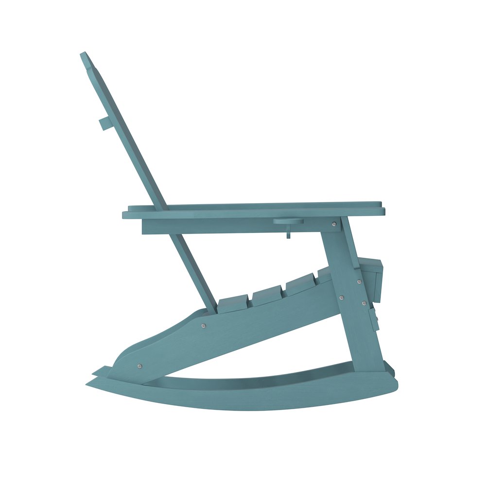 Contemporary Commercial Grade Adirondack Rocking Chair with Cupholder. Picture 10