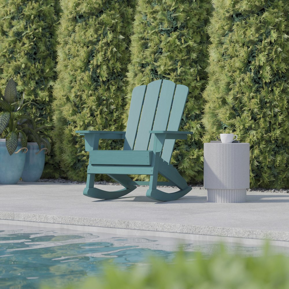 Contemporary Commercial Grade Adirondack Rocking Chair with Cupholder. Picture 7