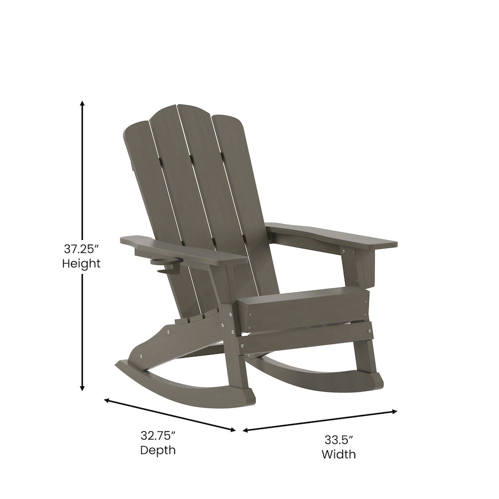 Contemporary Commercial Grade Adirondack Rocking Chair with Cupholder. Picture 4
