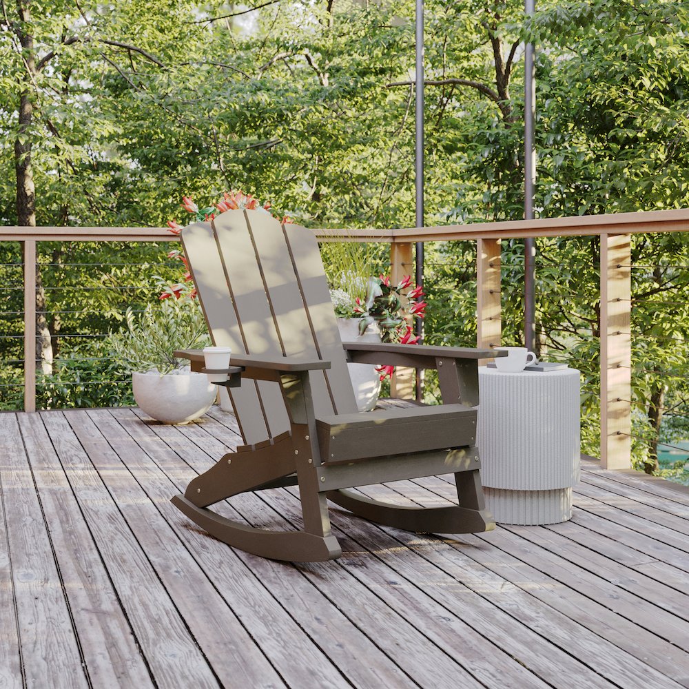 Contemporary Commercial Grade Adirondack Rocking Chair with Cupholder. Picture 2