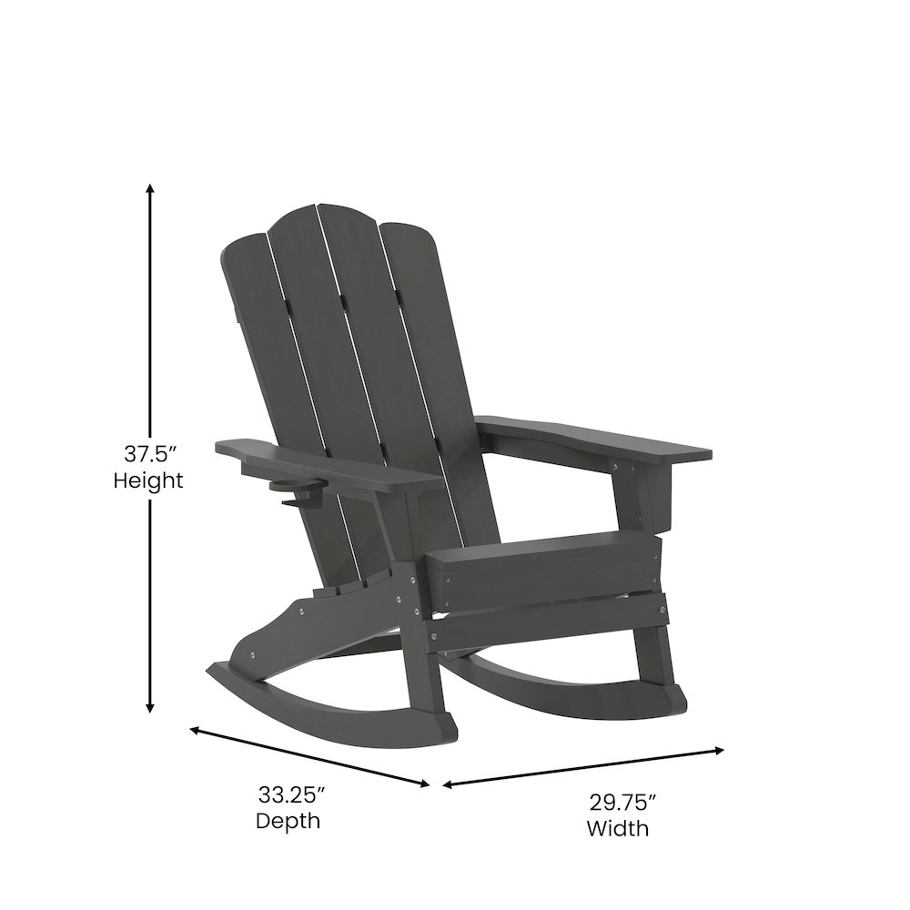 Contemporary Commercial Grade Adirondack Rocking Chair with Cupholder. Picture 5