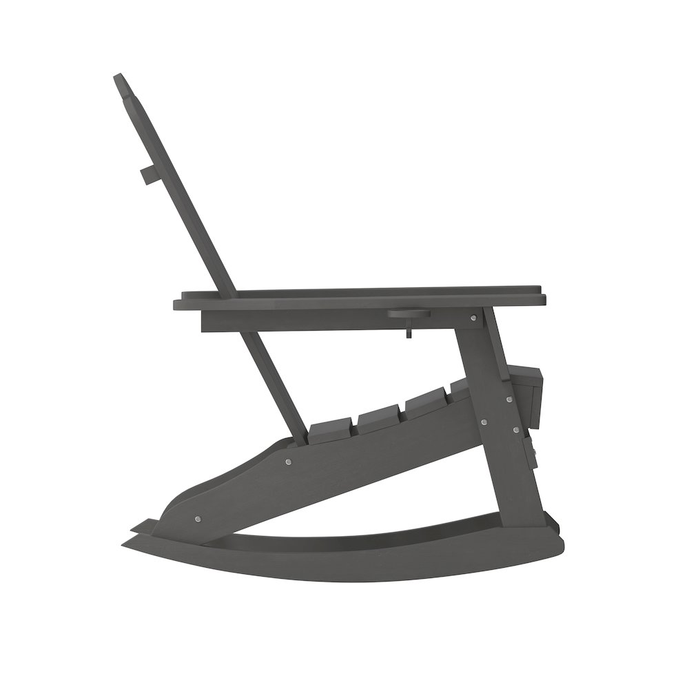 Contemporary Commercial Grade Adirondack Rocking Chair with Cupholder. Picture 10