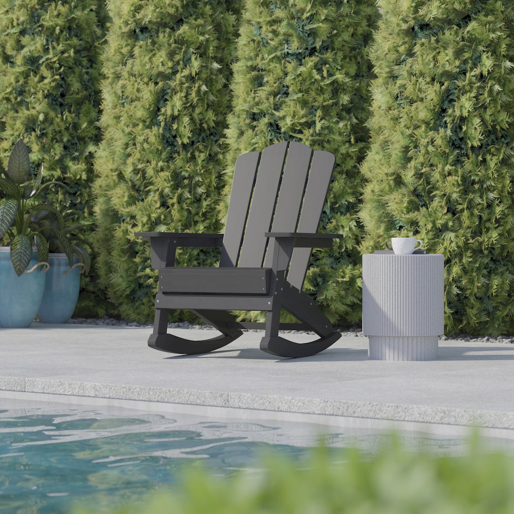 Contemporary Commercial Grade Adirondack Rocking Chair with Cupholder. Picture 7