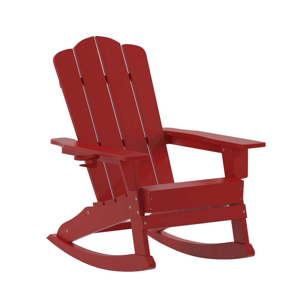 Contemporary Commercial Grade Adirondack Rocking Chair with Cupholder. Picture 1