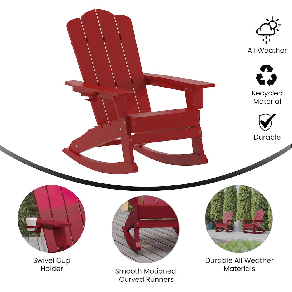 Contemporary Commercial Grade Adirondack Rocking Chair with Cupholder. Picture 4