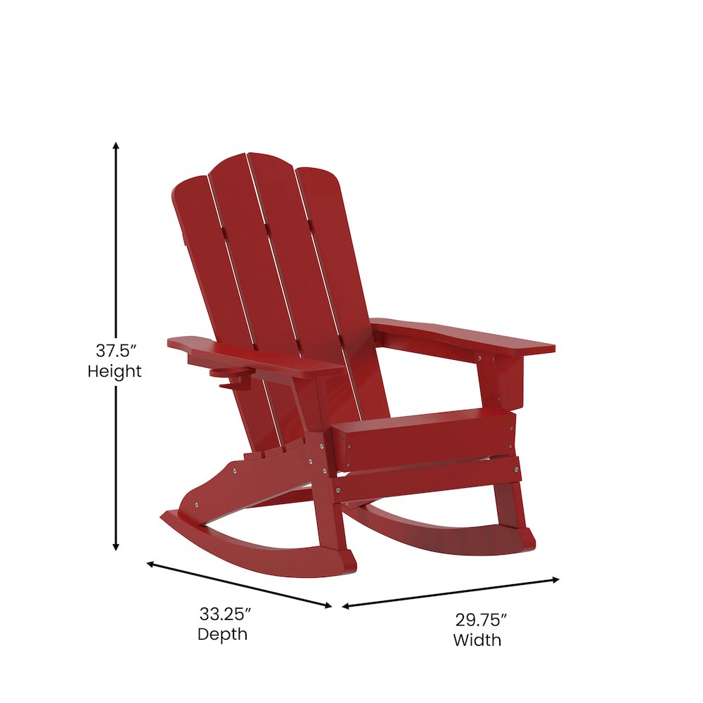 Contemporary Commercial Grade Adirondack Rocking Chair with Cupholder. Picture 5