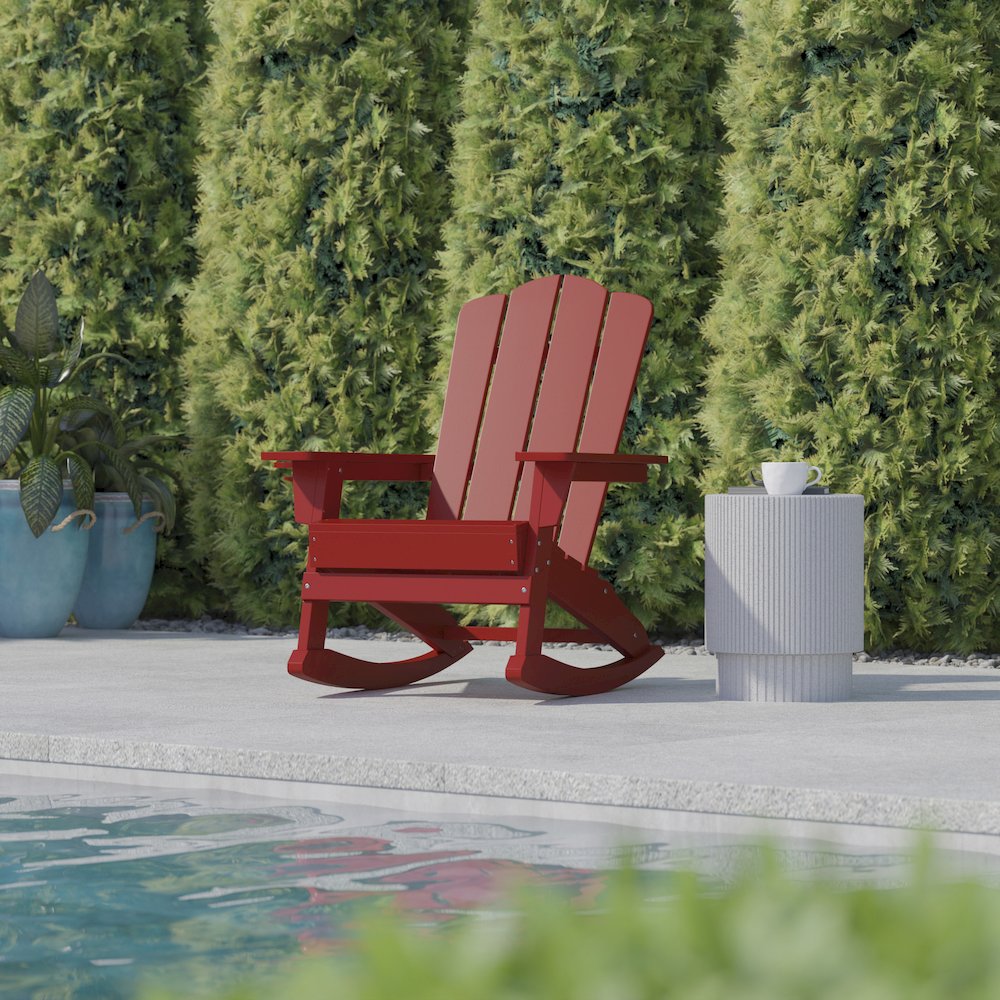 Contemporary Commercial Grade Adirondack Rocking Chair with Cupholder. Picture 7