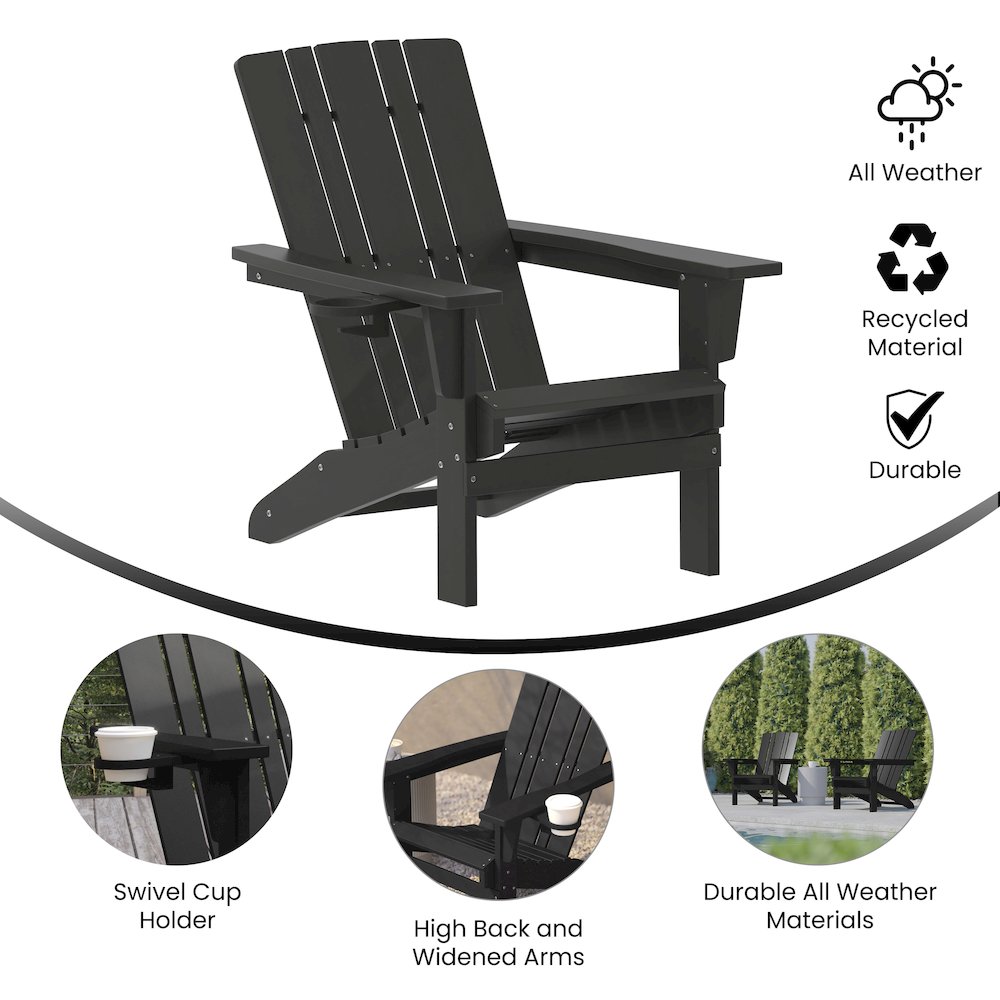 Contemporary Commercial Grade Adirondack Patio Chair with Cupholder. Picture 4