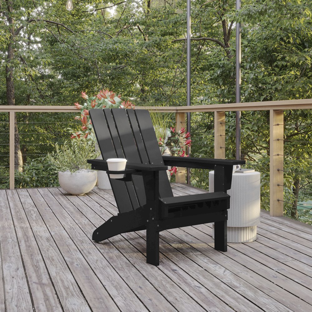 Contemporary Commercial Grade Adirondack Patio Chair with Cupholder. Picture 2