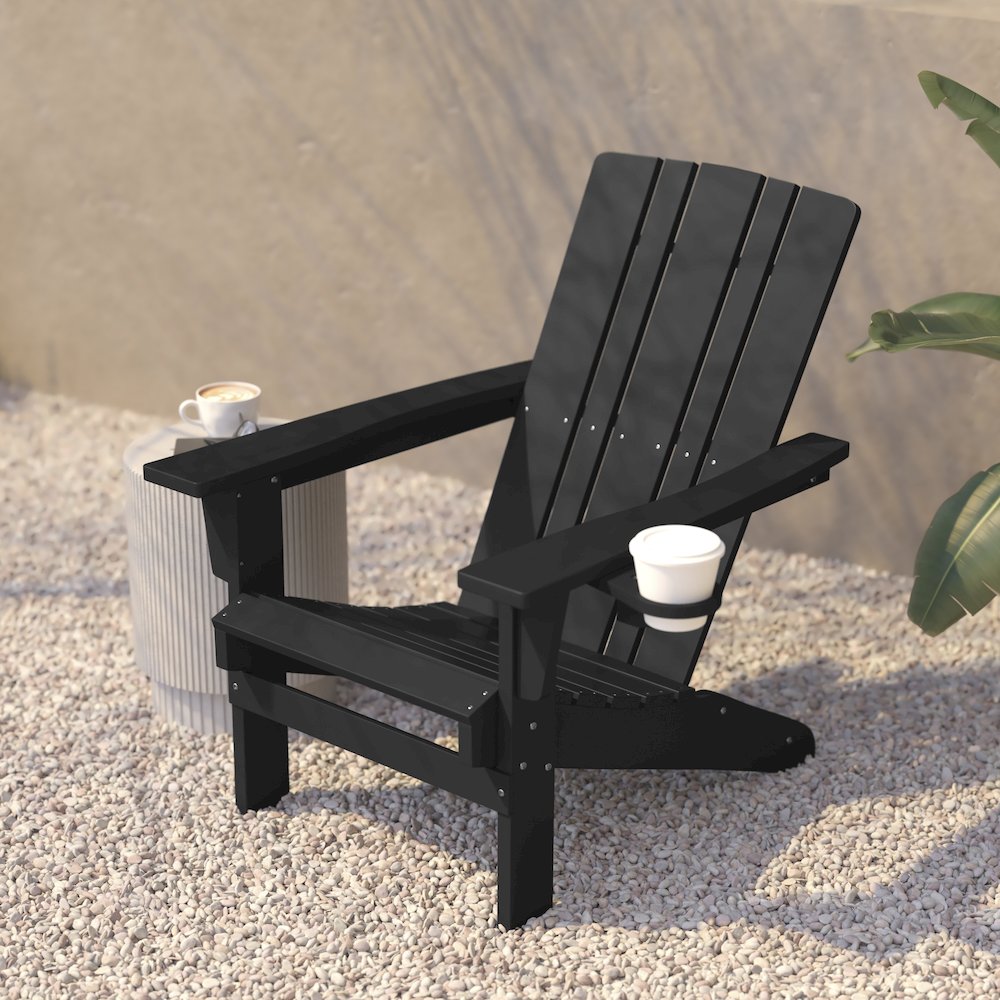 Contemporary Commercial Grade Adirondack Patio Chair with Cupholder. Picture 6