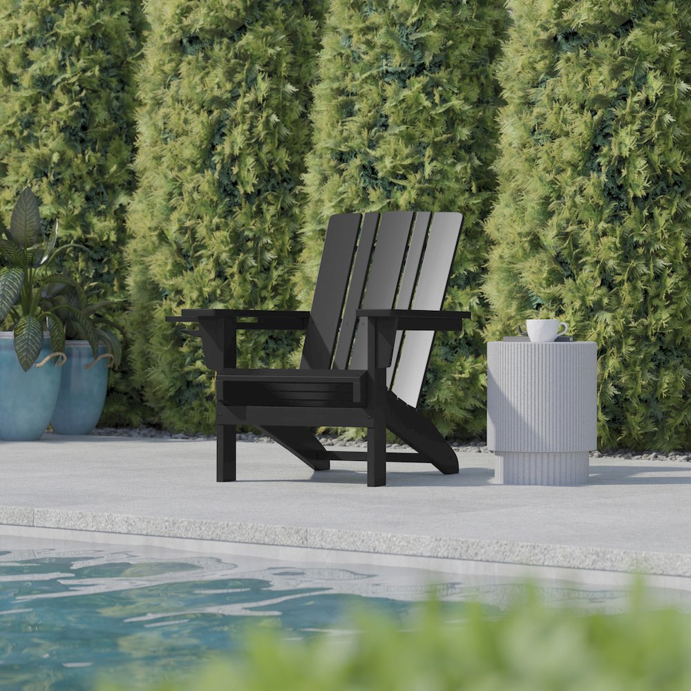 Contemporary Commercial Grade Adirondack Patio Chair with Cupholder. Picture 7