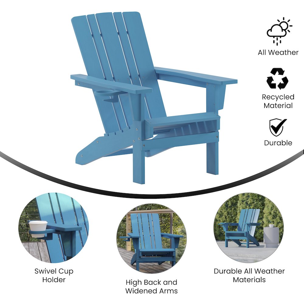 Contemporary Commercial Grade Adirondack Patio Chair with Cupholder. Picture 4