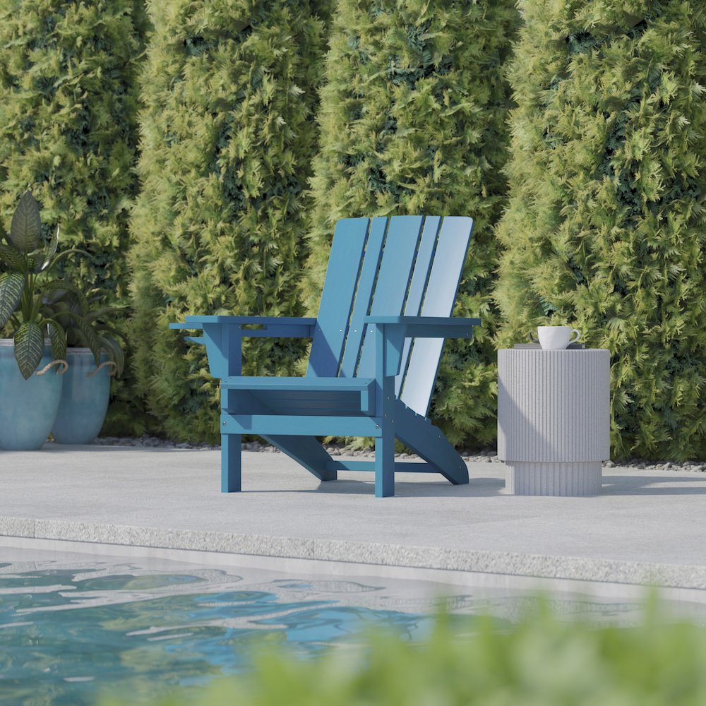 Contemporary Commercial Grade Adirondack Patio Chair with Cupholder. Picture 6