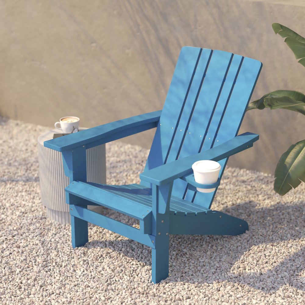 Contemporary Commercial Grade Adirondack Patio Chair with Cupholder. Picture 7